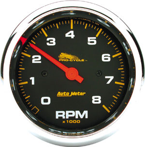 Autometer 3 3/4 inch Standard Chrome/Black Face Tach 8000RPM.