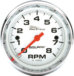 Autometer 2 5/8 inch Chrome Bezel Tachometer 8000RPM with White