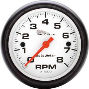 Autometer 2 5/8 inch Standard Tach 8000RPM with White Face.